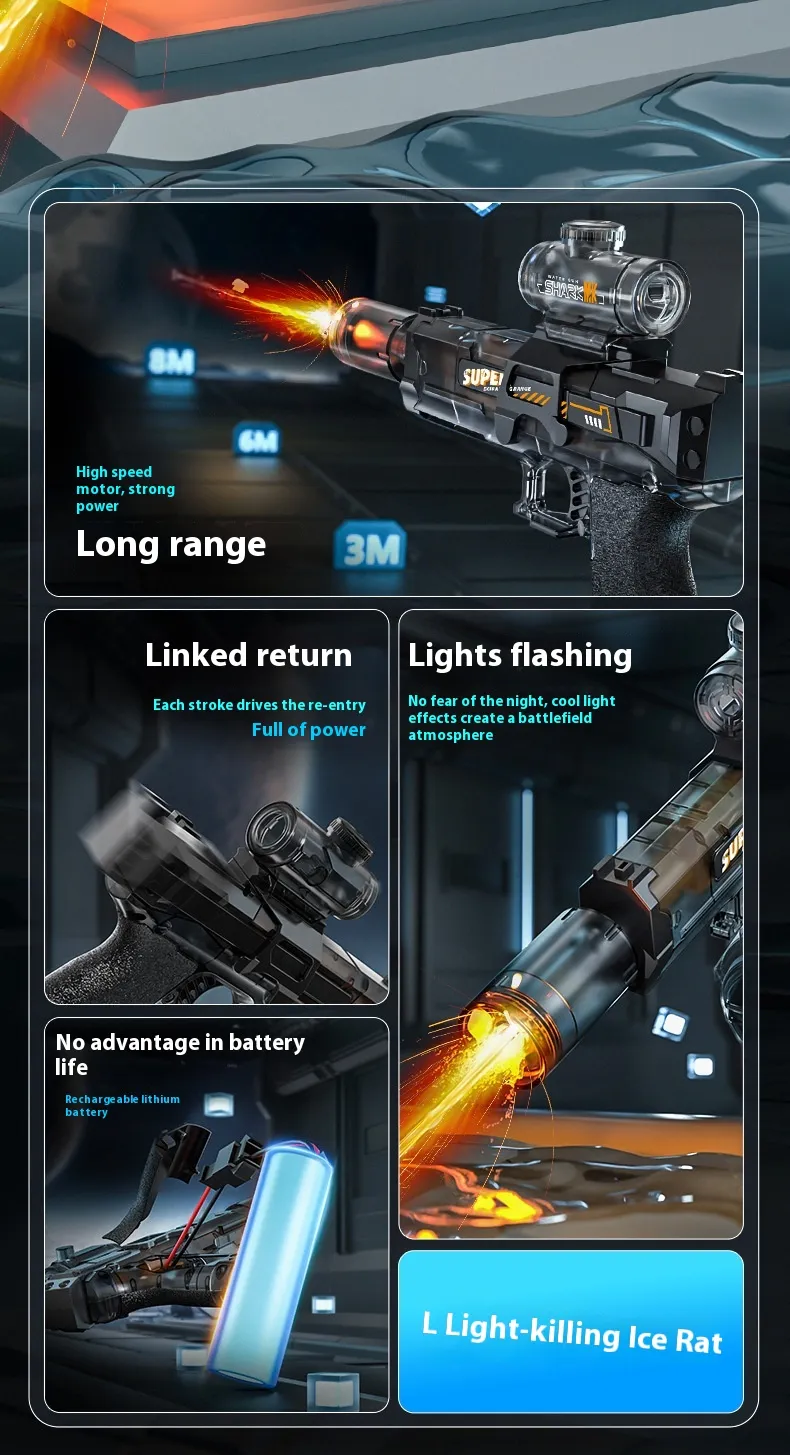 LED Lights Electric Water Gun – Automatic Powerful Summer Spray Toy - Image 9