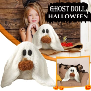 New Gus The Ghost With Pumpkin Pillow – Halloween Plush Throw Cushion