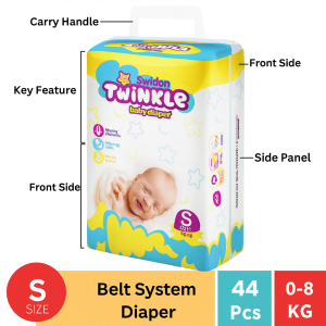 Savlon Twinkle Belt System Baby Diaper Small (0-8 kg) (44 Pcs)