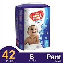 Fresh Happy Nappy Pant System Baby Diaper (S Size) (4-8Kg) (42 Pcs)